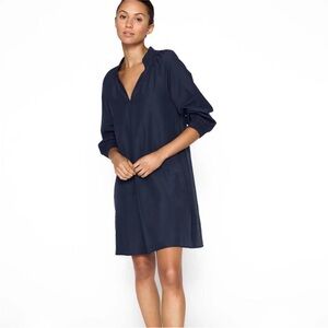 Brochu Walker Amaia Navy Poplin Smocked V-Neck Dress, size S